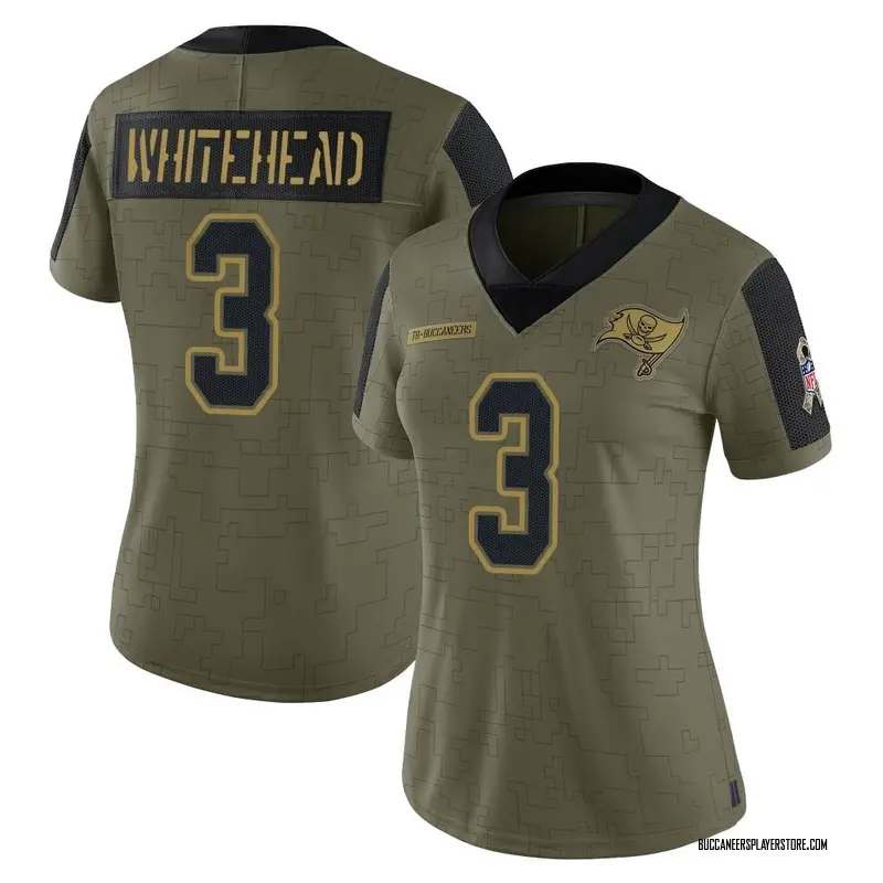 Nike Jordan Whitehead Tampa Bay Buccaneers Limited White Olive 2021 Salute To Service Jersey - Women's