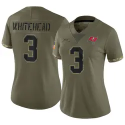 Nike Jordan Whitehead Tampa Bay Buccaneers Limited White Olive 2022 Salute To Service Jersey - Women's