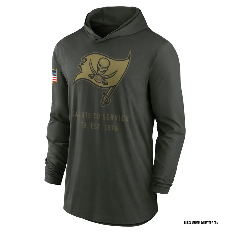 Nike Tampa Bay Buccaneers Green Forest 2025 Salute to Service Sideline Lightweight Long Sleeve Hooded Pullover T-Shirt - Men's