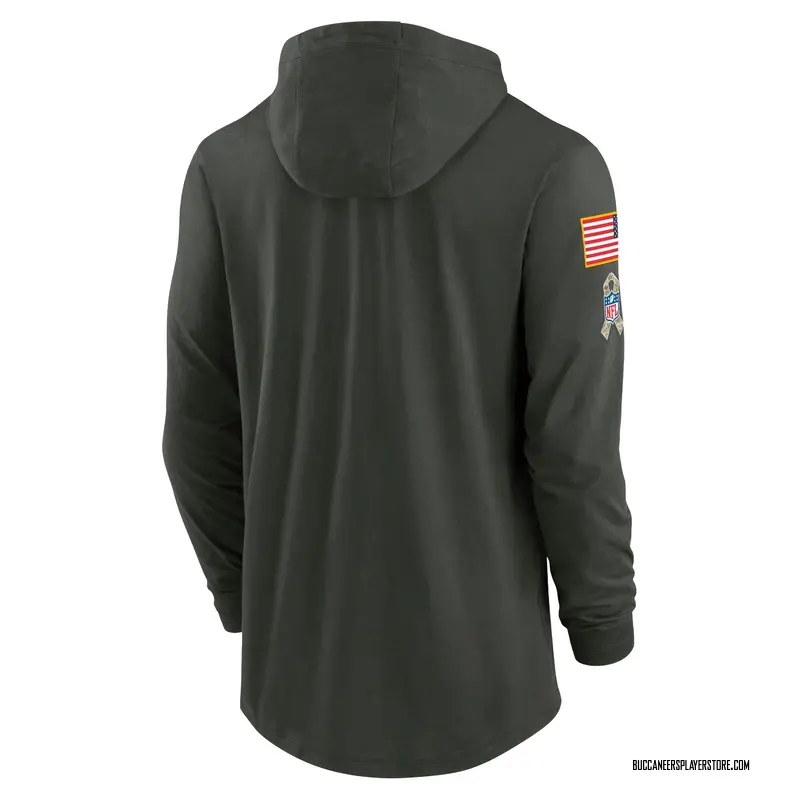 Nike Tampa Bay Buccaneers Green Forest 2025 Salute to Service Sideline Lightweight Long Sleeve Hooded Pullover T-Shirt - Men's