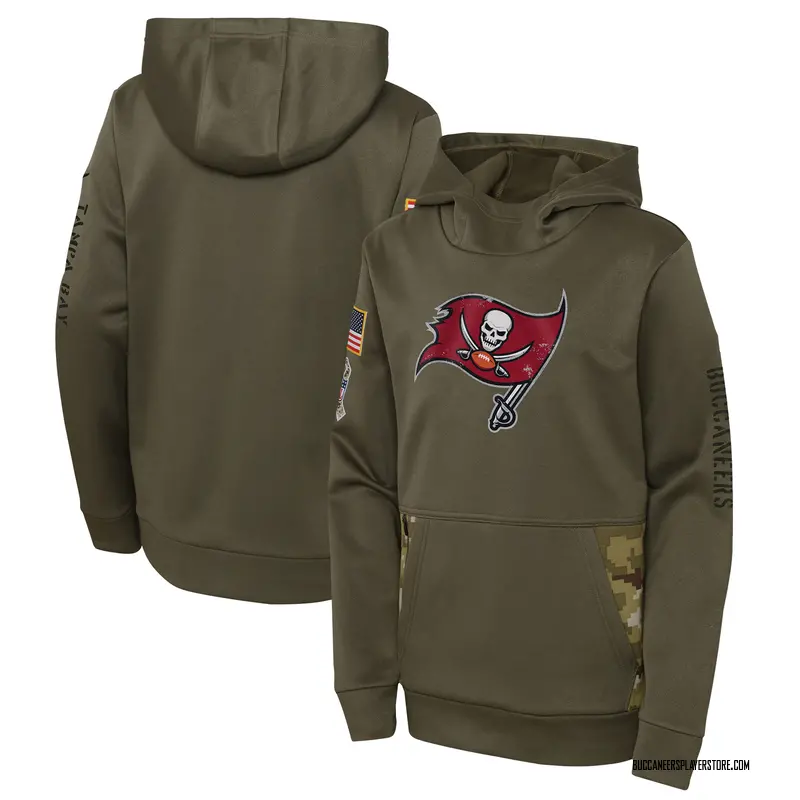 Nike Tampa Bay Buccaneers Olive 2022 Salute to Service Performance Pullover Hoodie - Youth